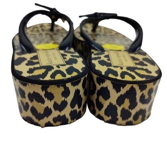 Kate Spade Thong Platform Sandals Black Tan Size 5 Rhett Flip Flops - Picture 3 of 7